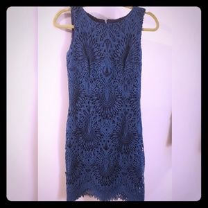 Blue Lace Sheath Dress